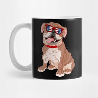 Patriotic Bulldog With America Flag Sunglasses 4Th Of July Mug
